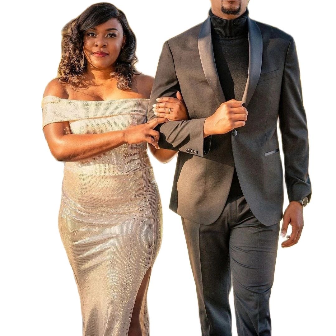 Men Formal Party Wear Dress - Ciemnoszara kurtka Spodnie Męskie Garnitury Zestawy