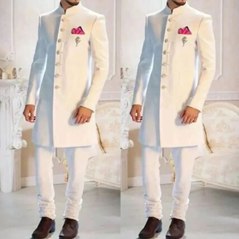 Men Formal Wear Indian - Modny biały smoking z indyjskimi motywami,