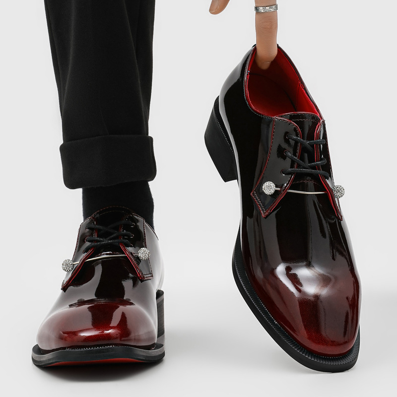 Men'S Luxury Formal Wear - Luksusowe derby ze skóry lakierowanej, eleganckie