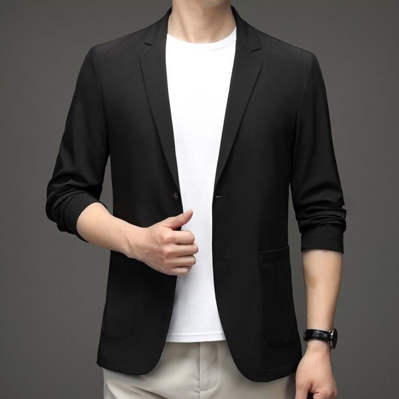 Men'S Gothic Formal Wear - Jesienna męska prosta czarna marynarka, uniwersalna,