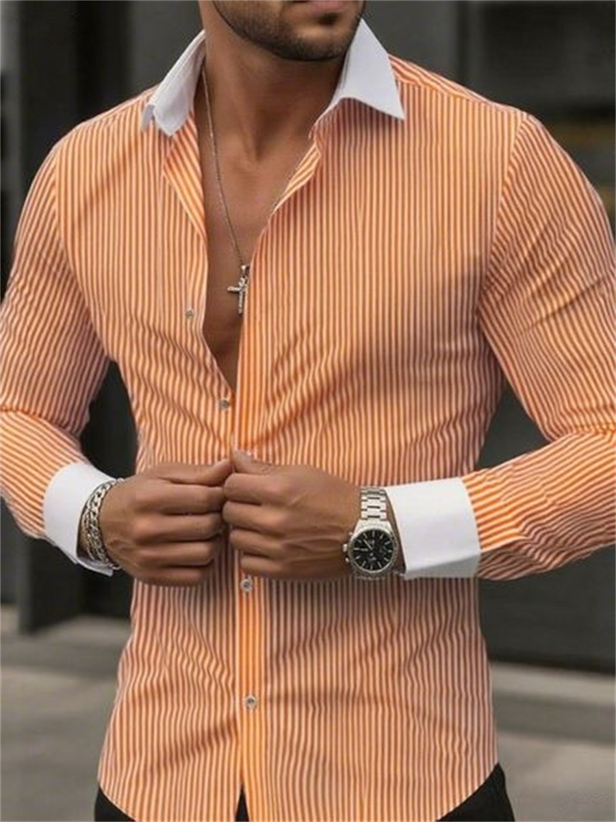 Męska koszula w paski slim-fit – Men Formal Wear Shirts recenzja i cena