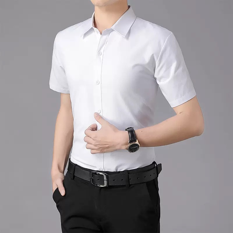 Letnia cienka biała koszula z  – Men Formal Wear Shirts recenzja i cena